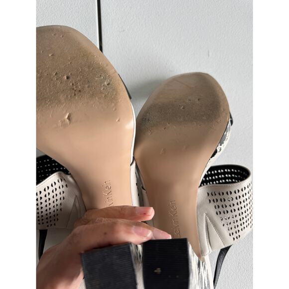 Calvin Klein Black and White Platform Heels Leather 9.5 - Picture 8 of 8